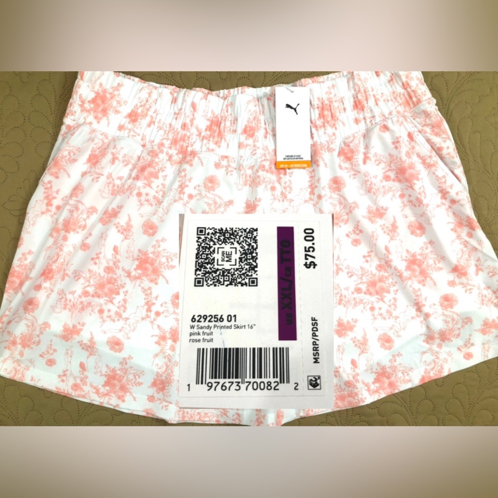NEW..WOMEN XXL PUMA SANDY PRINTED GOLF SKORT 16”LENGTH (PEACH/WHITE)